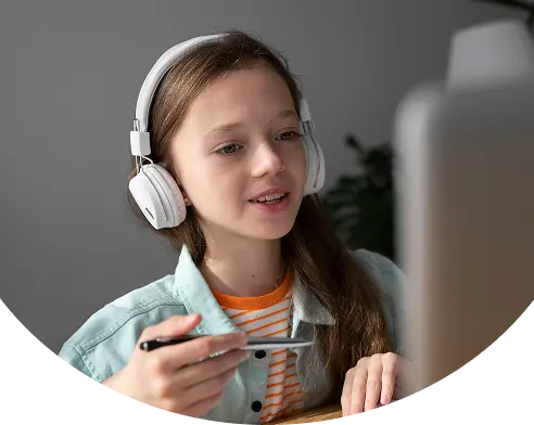 Girl studying online