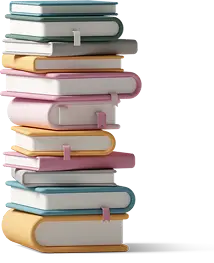 Stack of colorful 3D rendered books